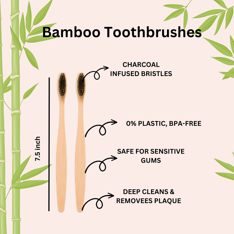 Eco Friendly Bamboo Toothbrushes ( Pack of 2 )