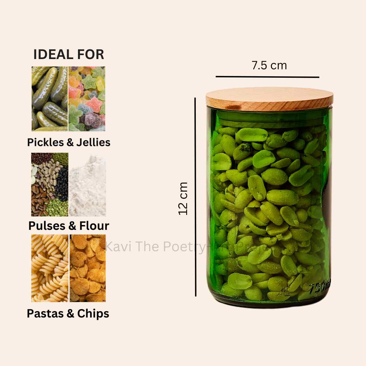 Green Wine Bottle Jars ( Set of 4 )