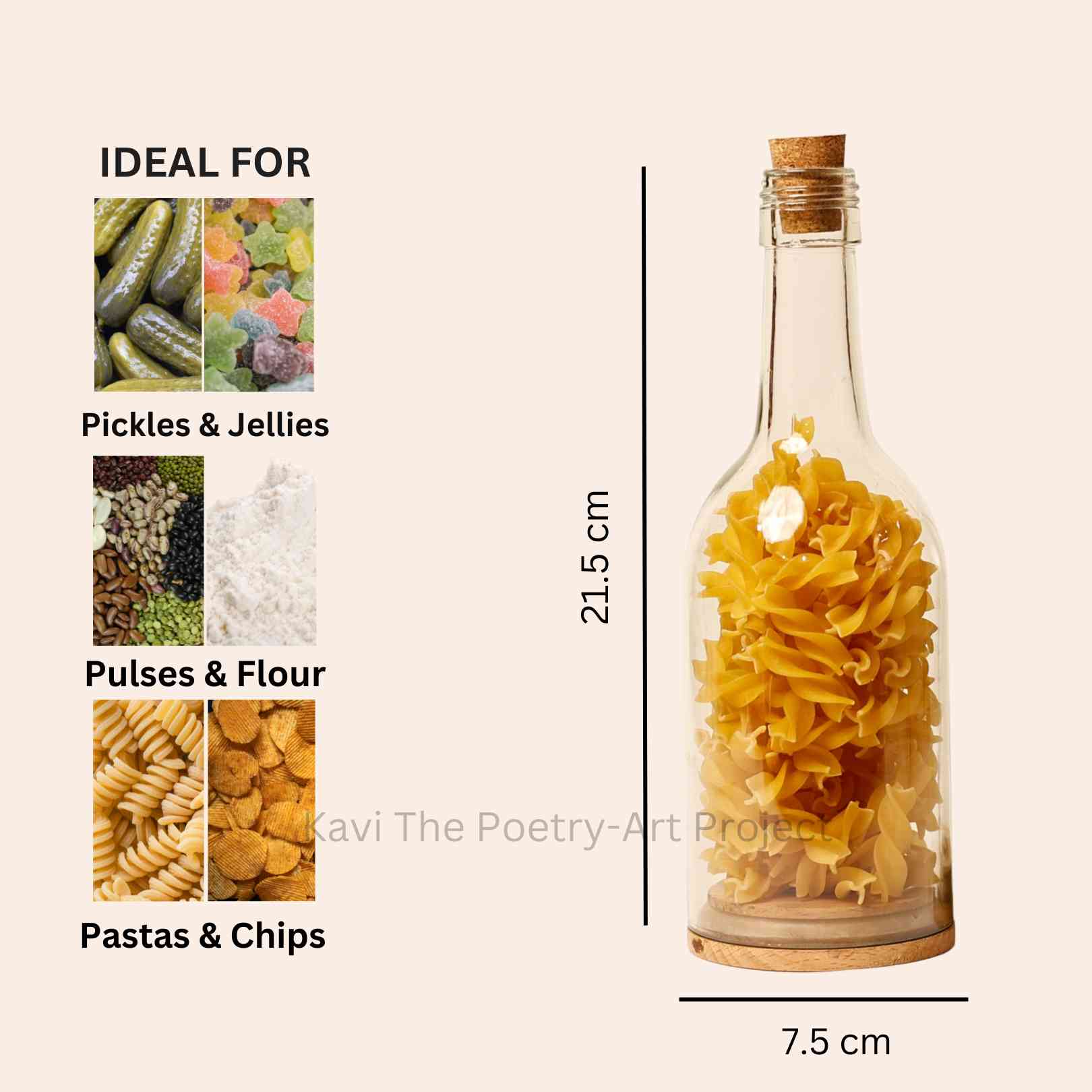 Kavi Transparent Wine Bottle Jars (Set of Four)