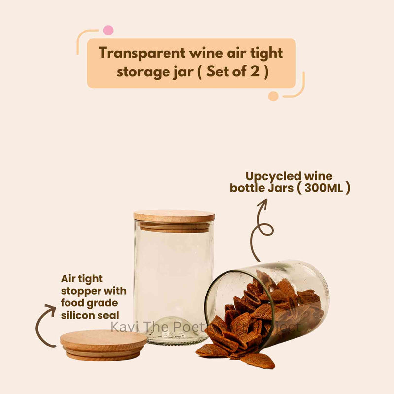 Kavi Transparent Wine Bottle Jars (Set of Two)