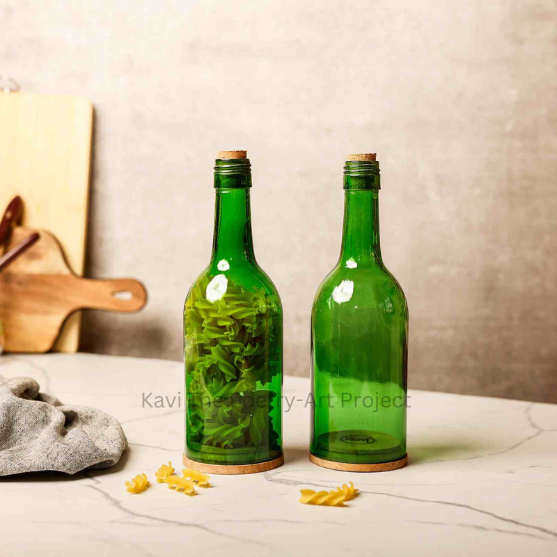 Kavi Green Wine Upcycled Jars (Set of Two)