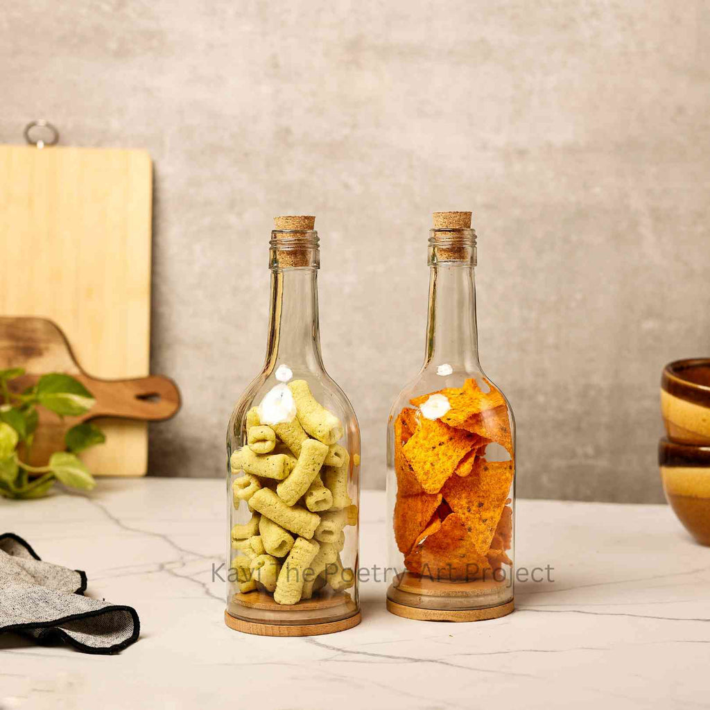 Kavi Transparent Wine Bottle Jars (Set of Two)1