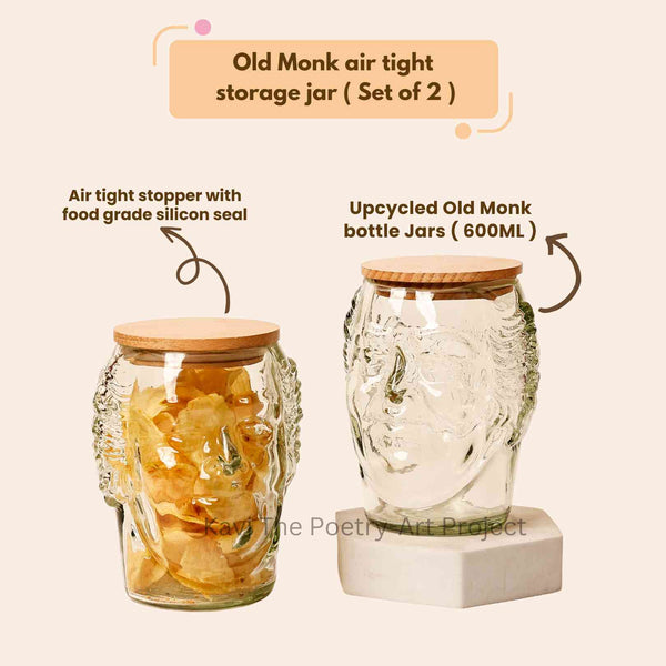 Old monk Airtight Bottle Jars (Set of Two)