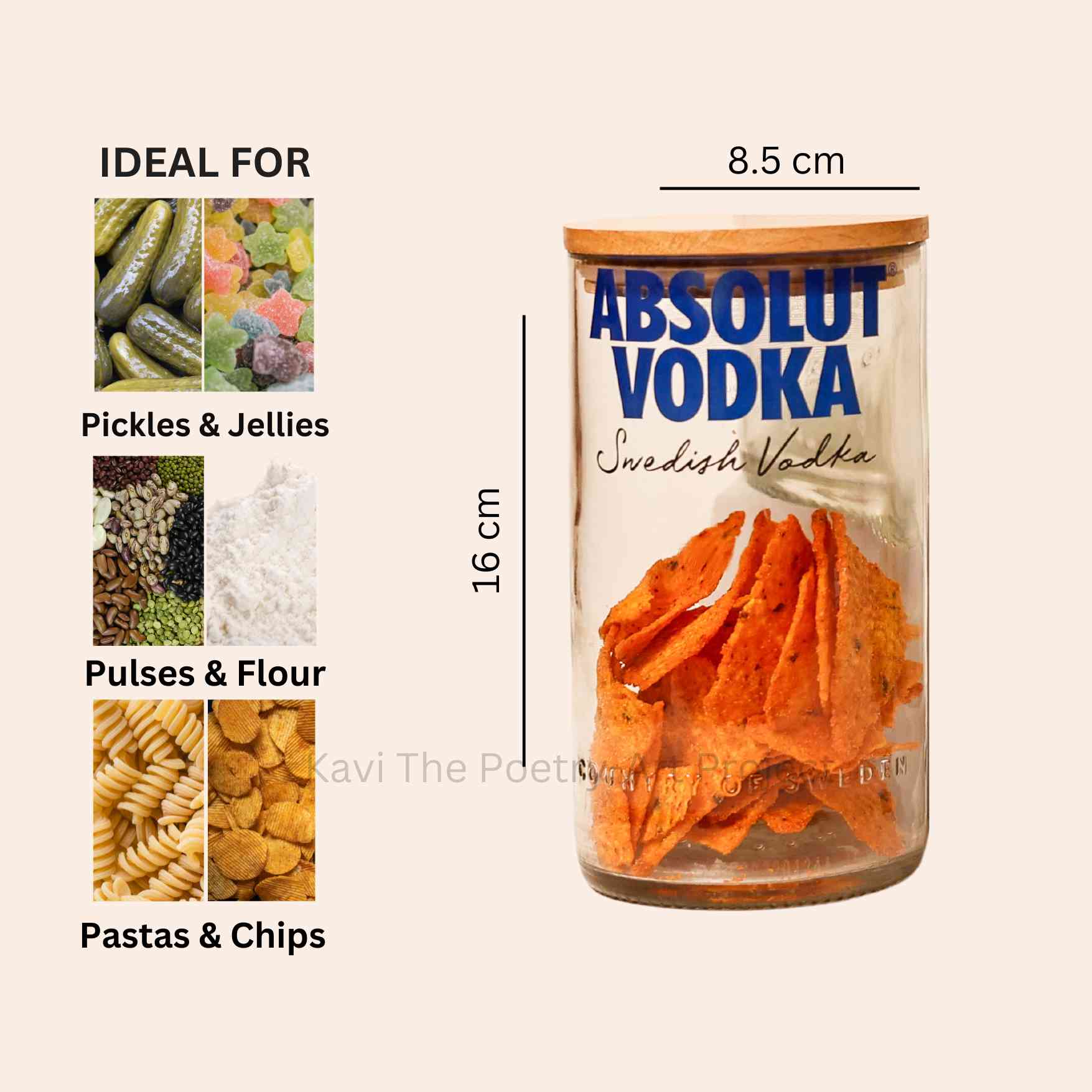 Kavi Absolut Top Cut Bottle Jars (Set of Six)