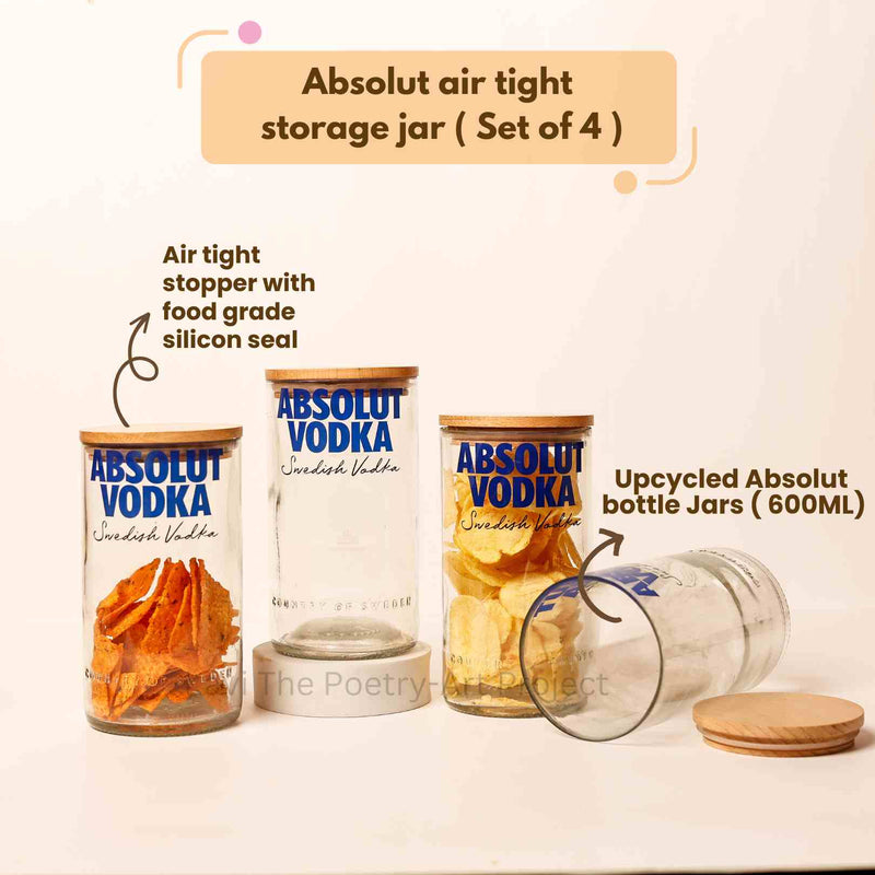 Kavi Absolut Top Cut Bottle Jars (Set of Four)
