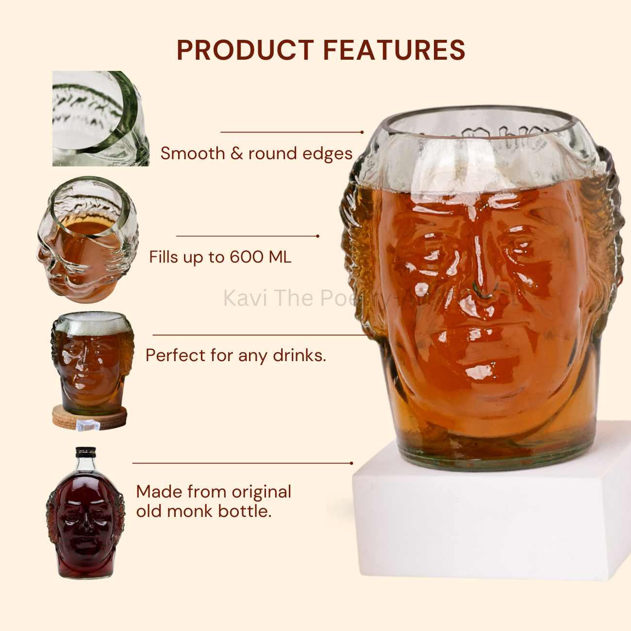 Old Monk Quirky Glasses 600 ML