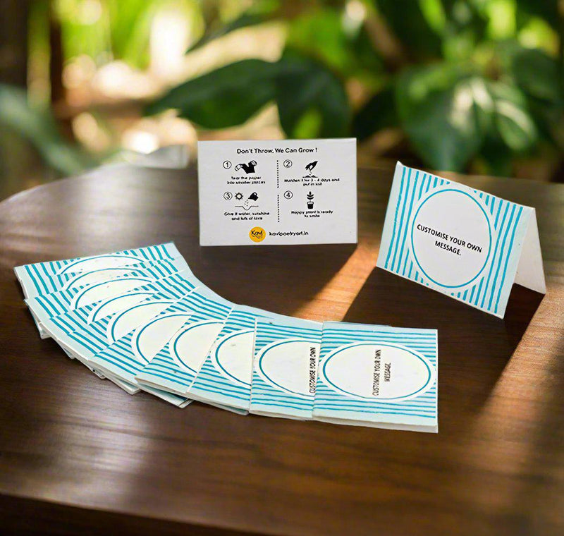 Blue customised Seed Paper cards with Envelopes (Set Of 25)