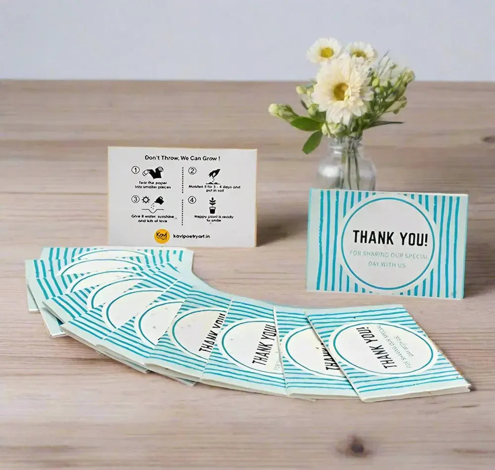 Blue Thank You Seed Paper Cards with Envelopes