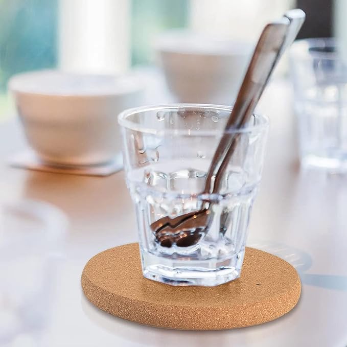 Thick Natural Cork Round Coasters (Set of 6)