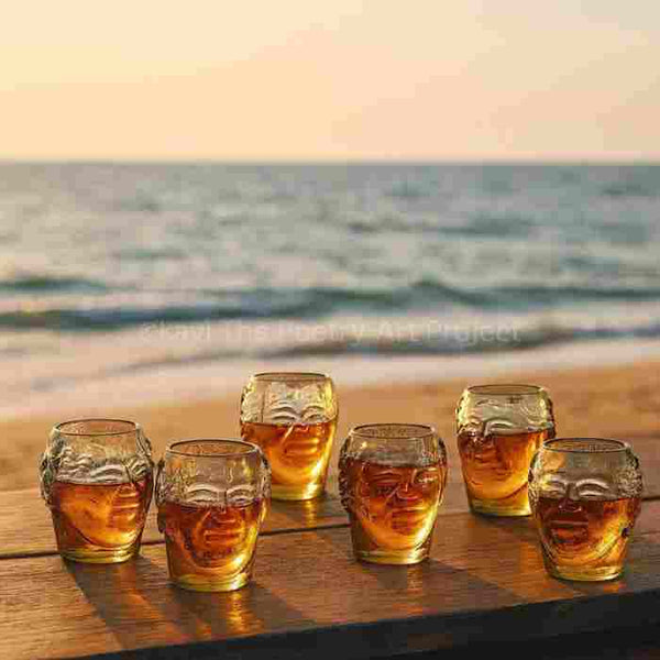 Small Old Monk Face Glasses 300ML (Set of 6)