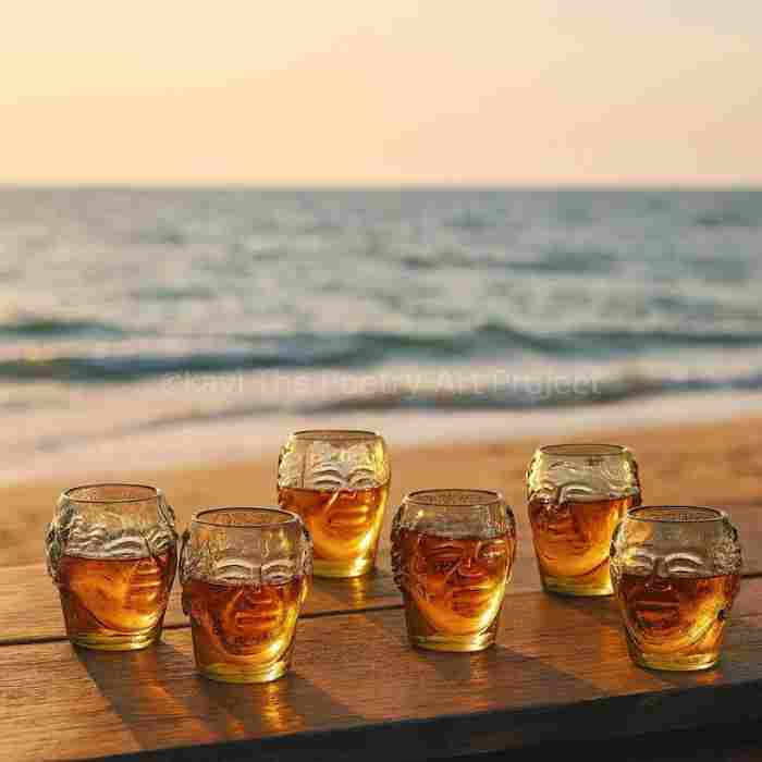 Small Old Monk Face Glasses 300ML (Set of 6)