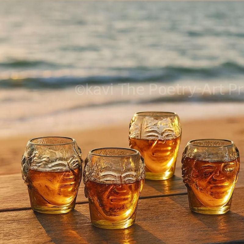 Small Old Monk Quirky Glasses 300ML (Set of 2)
