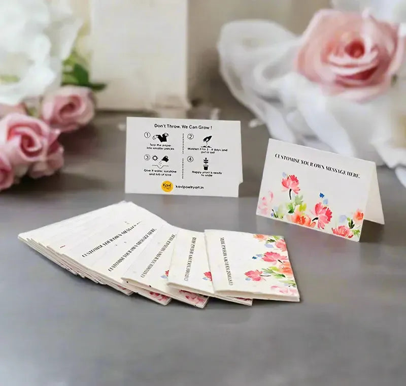 Pink Flower Customised Seed Paper Cards with Envelopes