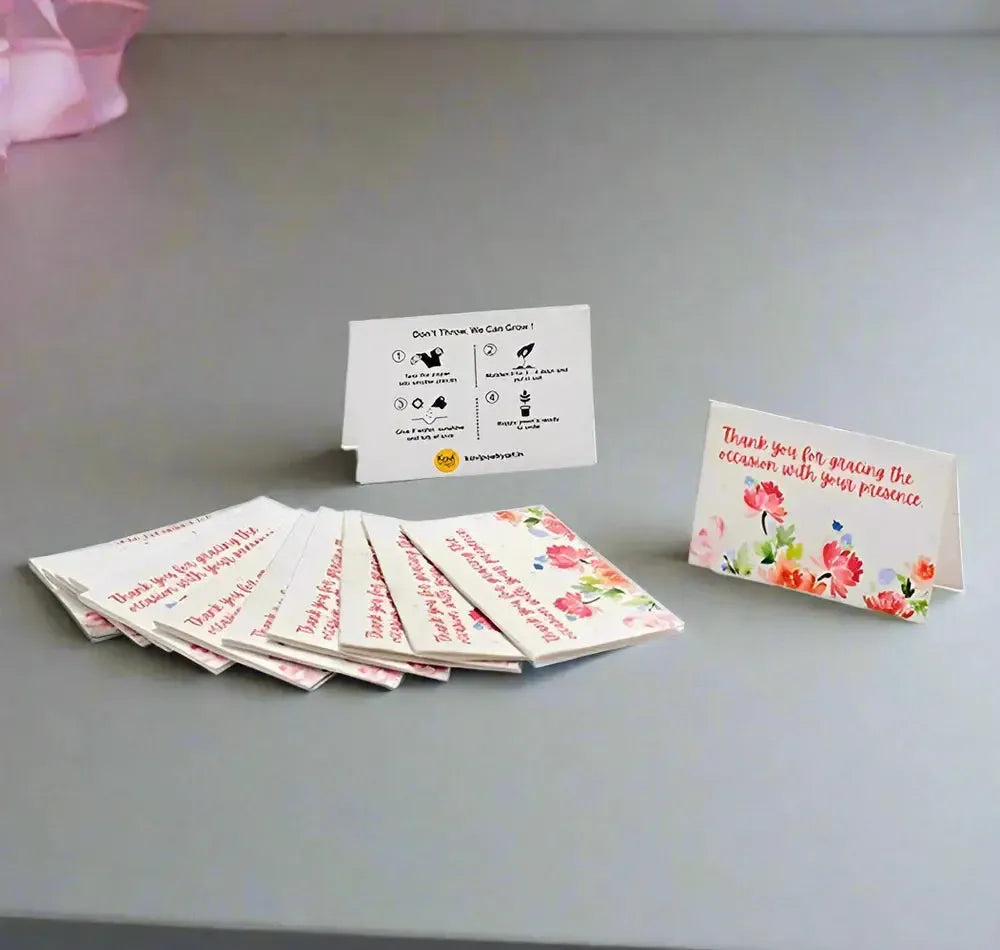 Pink Flowers Thank You Seed Paper Cards