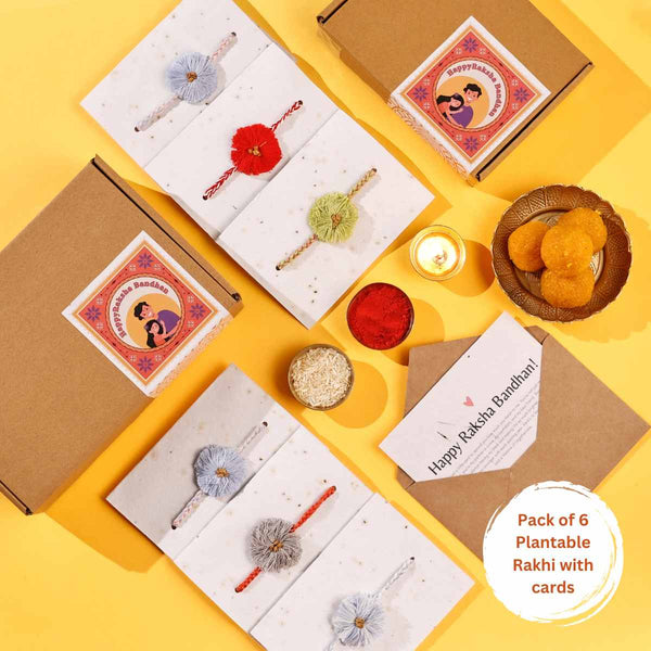 Plantable Seed Rakhi with Cards (Set of 6)