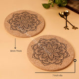 Kavi Mandala Design Cork Trivets With Coaster