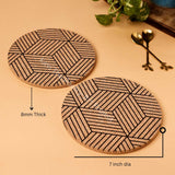 Kavi Geometric Design Cork Trivets With Coaster