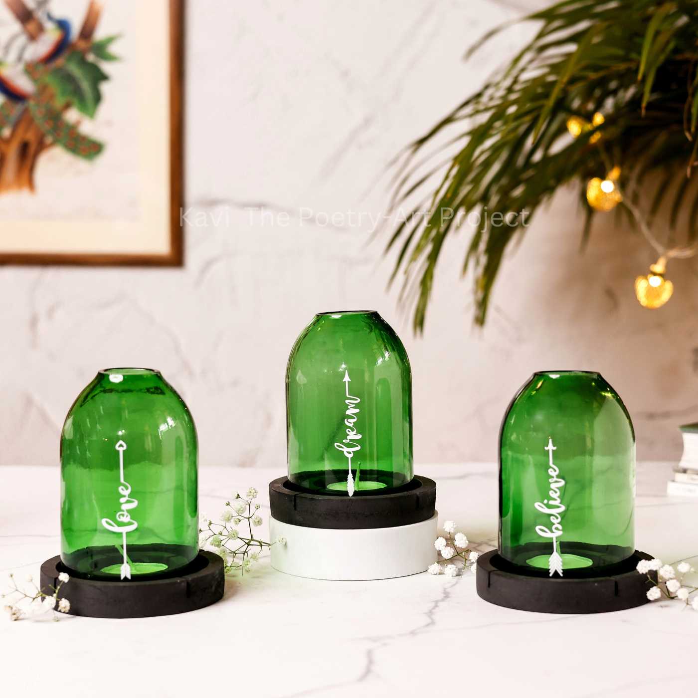Upcycled Bottle Tea Light Holder Combo (Set of 3)