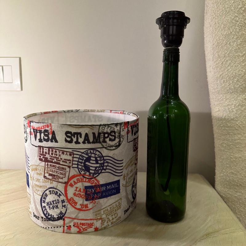 Upcycled Wine Bottle Visa Shade Lamp