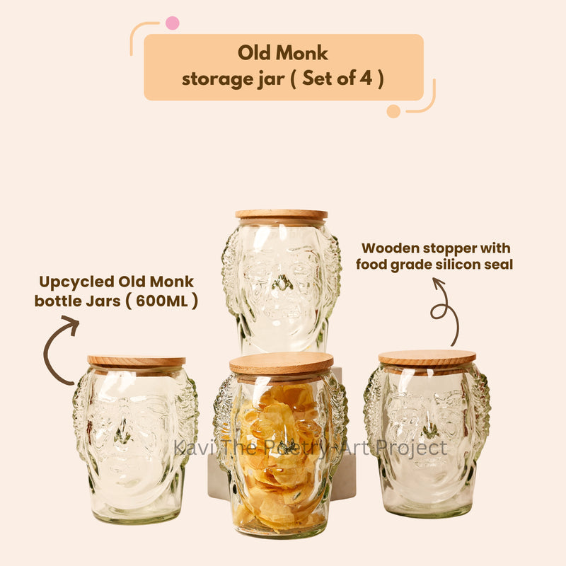 Old monk Bottle Jars (Set of Four)