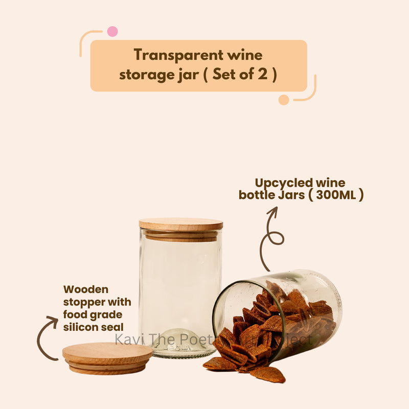 Kavi Transparent Wine Bottle Jars (Set of Two)