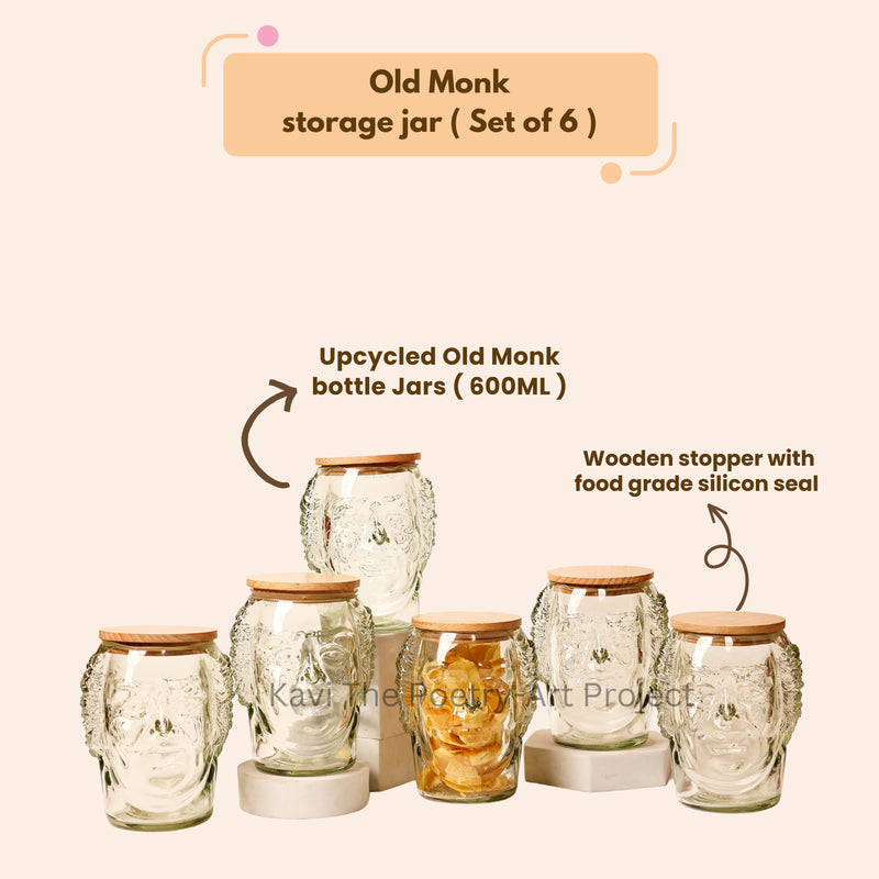 Old monk Bottle Jars (Set of Six)