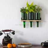 Wine Bottle Planters With Wooden Stand