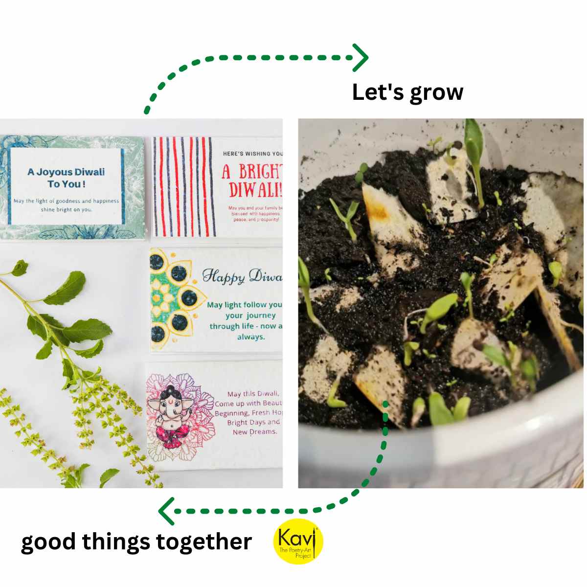 Seed Paper Diwali Cards with Envelopes (Set of 12)