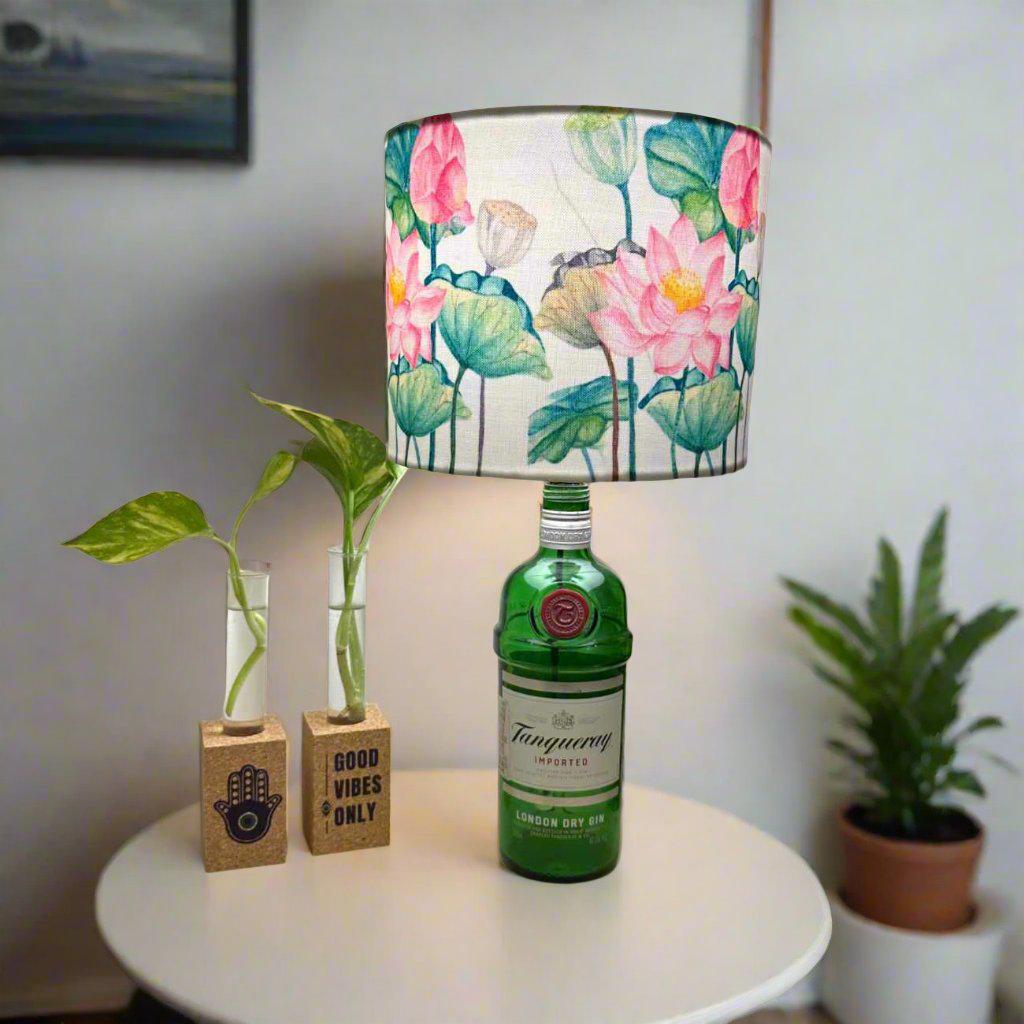 Upcycled Tanqueray Bottle Lotus Shade Lamp