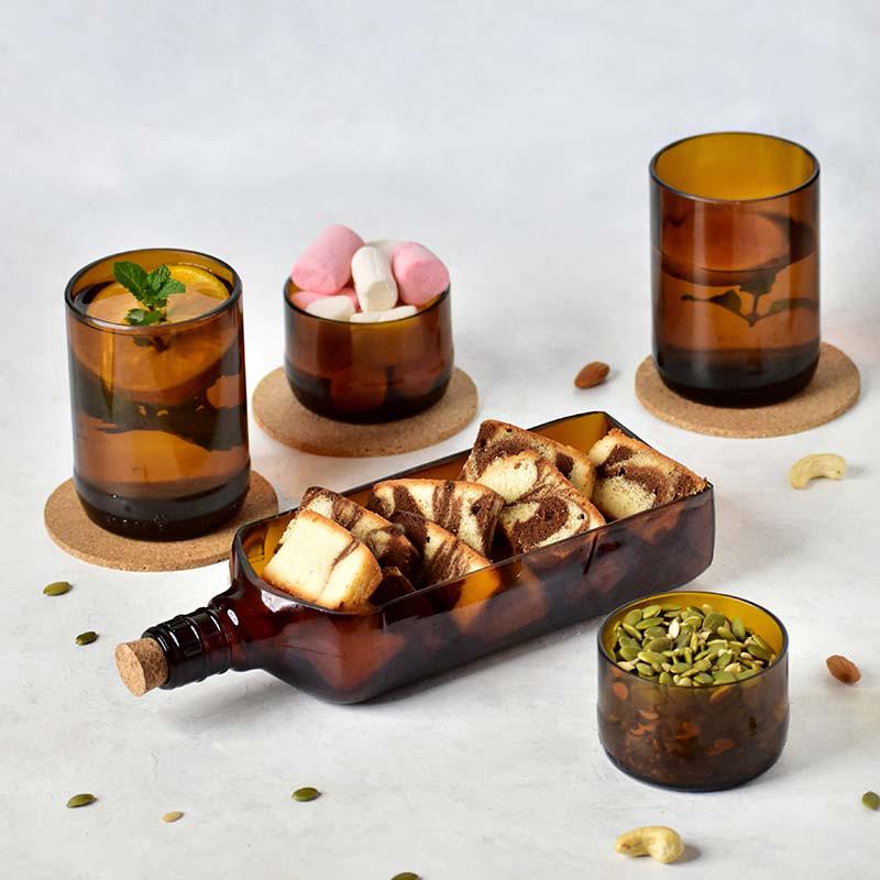 Ballantine Bottle Serving Set With Cork Tray