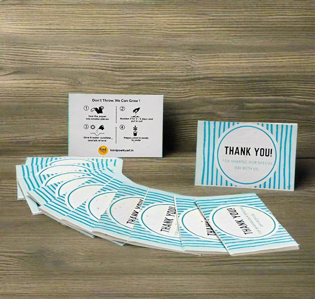 Blue Thank You Seed Paper Cards with Envelopes (Set of 12)