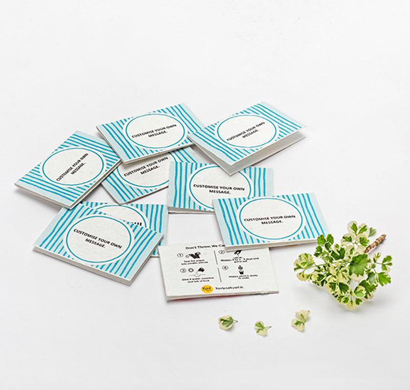 Blue customised Seed Paper cards with Envelopes (Set Of 25)