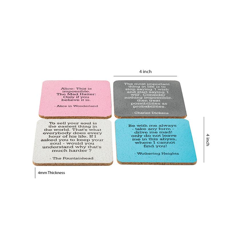 Classic Quotes Cork Coasters Set