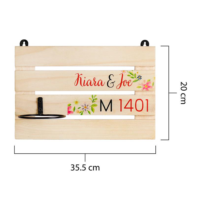 Customised Multicoloured Living Name Board With Vat69 Planter