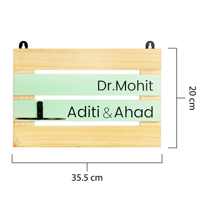 Customised Seagreen Living Name Board With Vat69 Planter