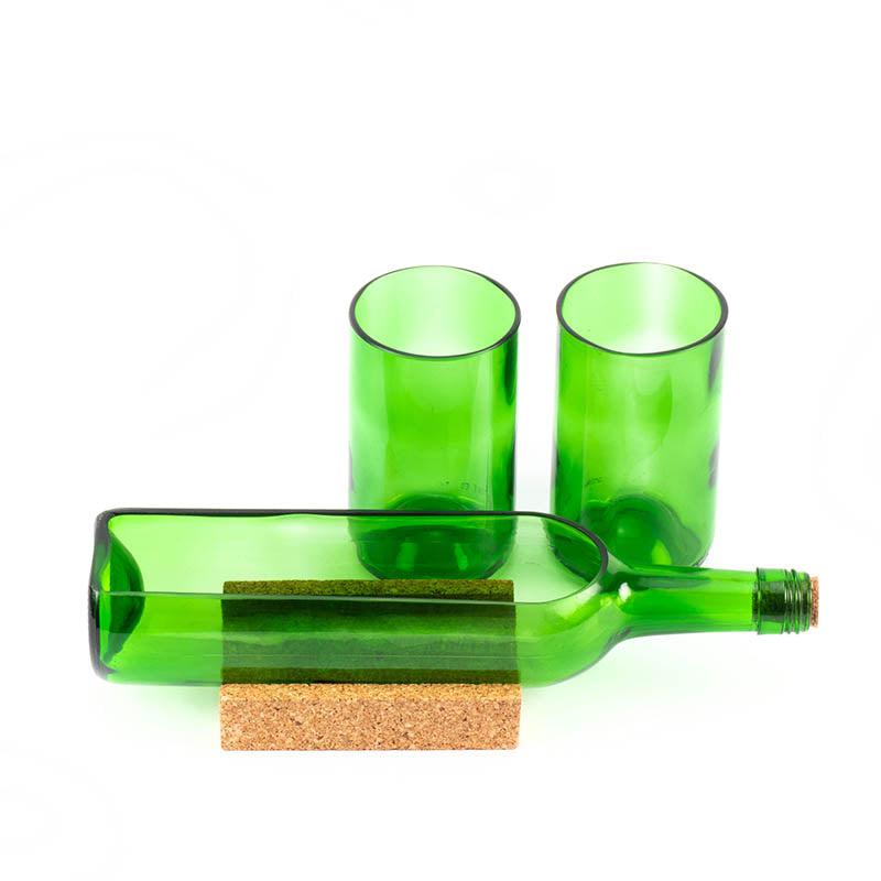 Green Wine Bottle Platter With Glasses