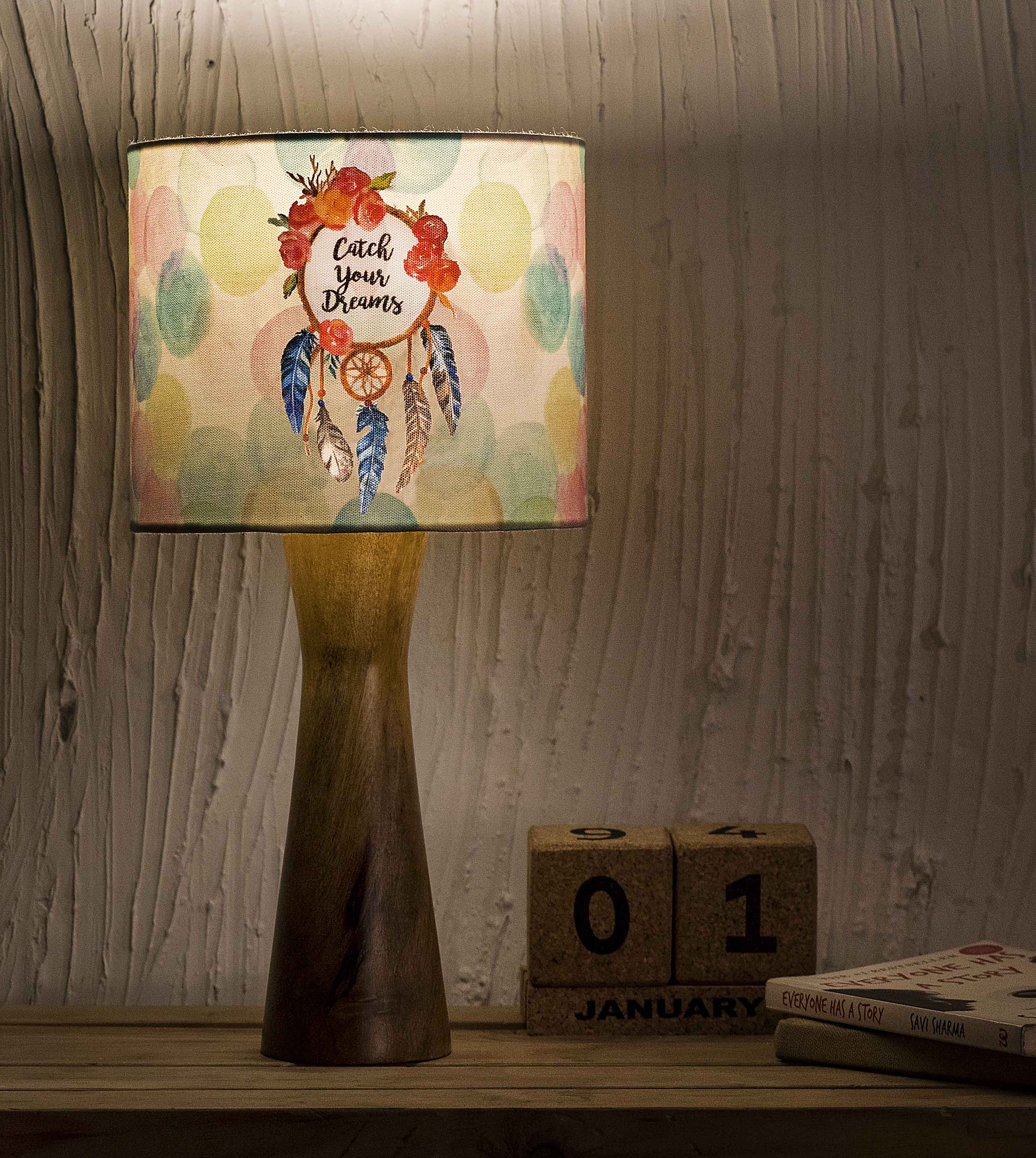 Kavi Dream Catcher Wooden Shade Lamp (Round)