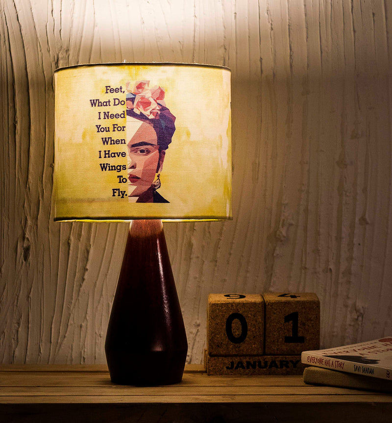 Kavi Frida Kahlo Wooden Shade Lamp (Oval)