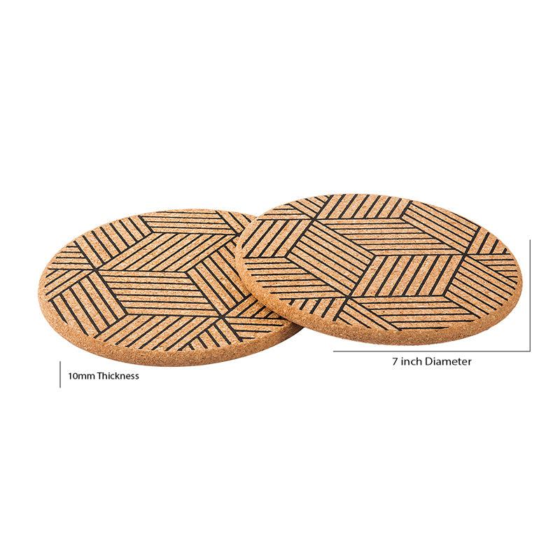 Kavi Geometric Round Cork Trivets (Set of 2)