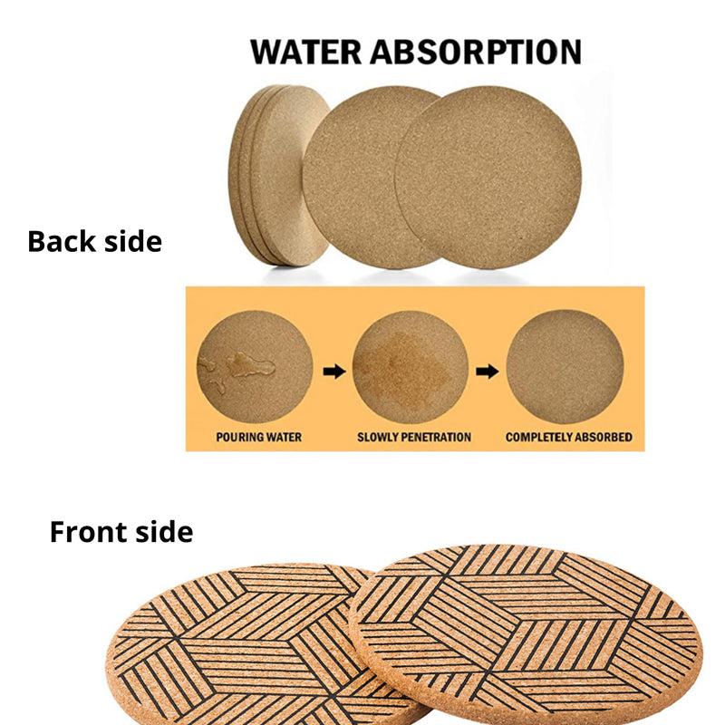 Kavi Geometric Round Cork Trivets (Set of 2)