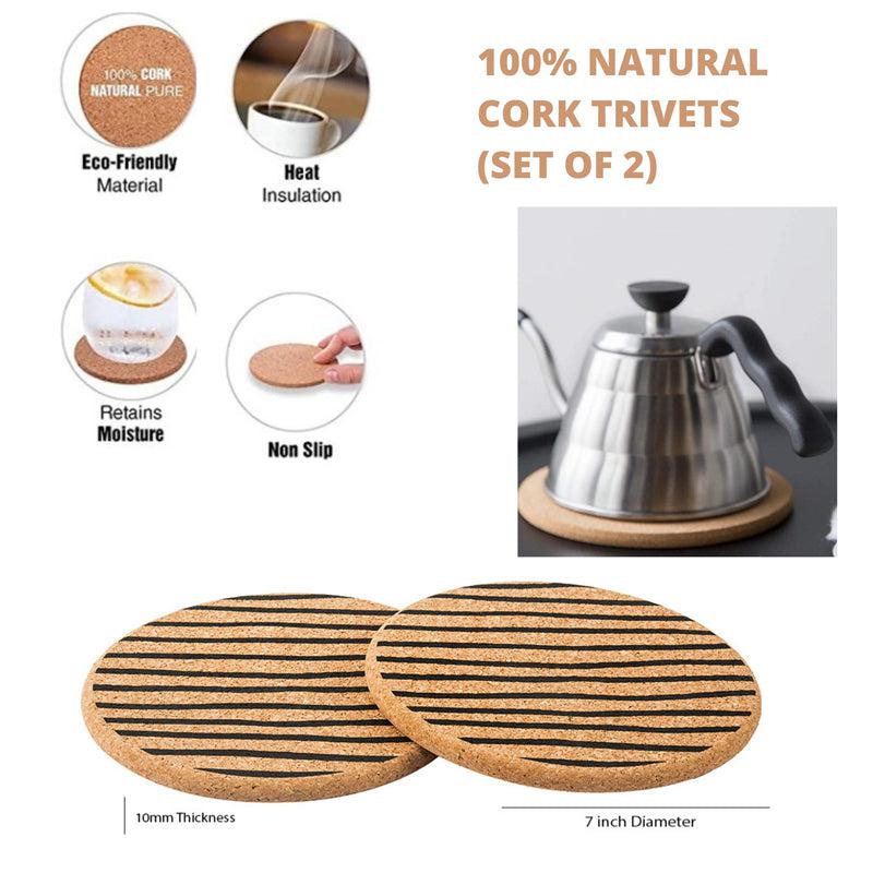 Kavi Lines Cork Trivets (Set of 2)
