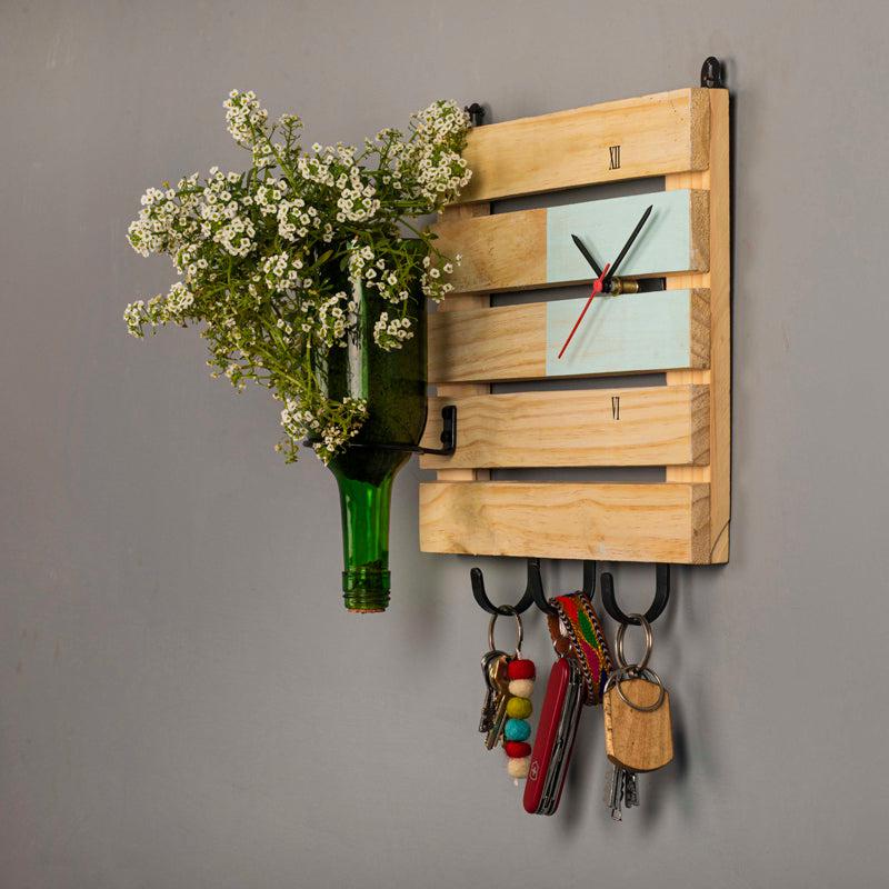 Multipurpose Wooden Board with Wine Planter (Sea Green)