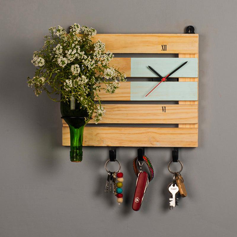 Multipurpose Wooden Board with Wine Planter (Sea Green)