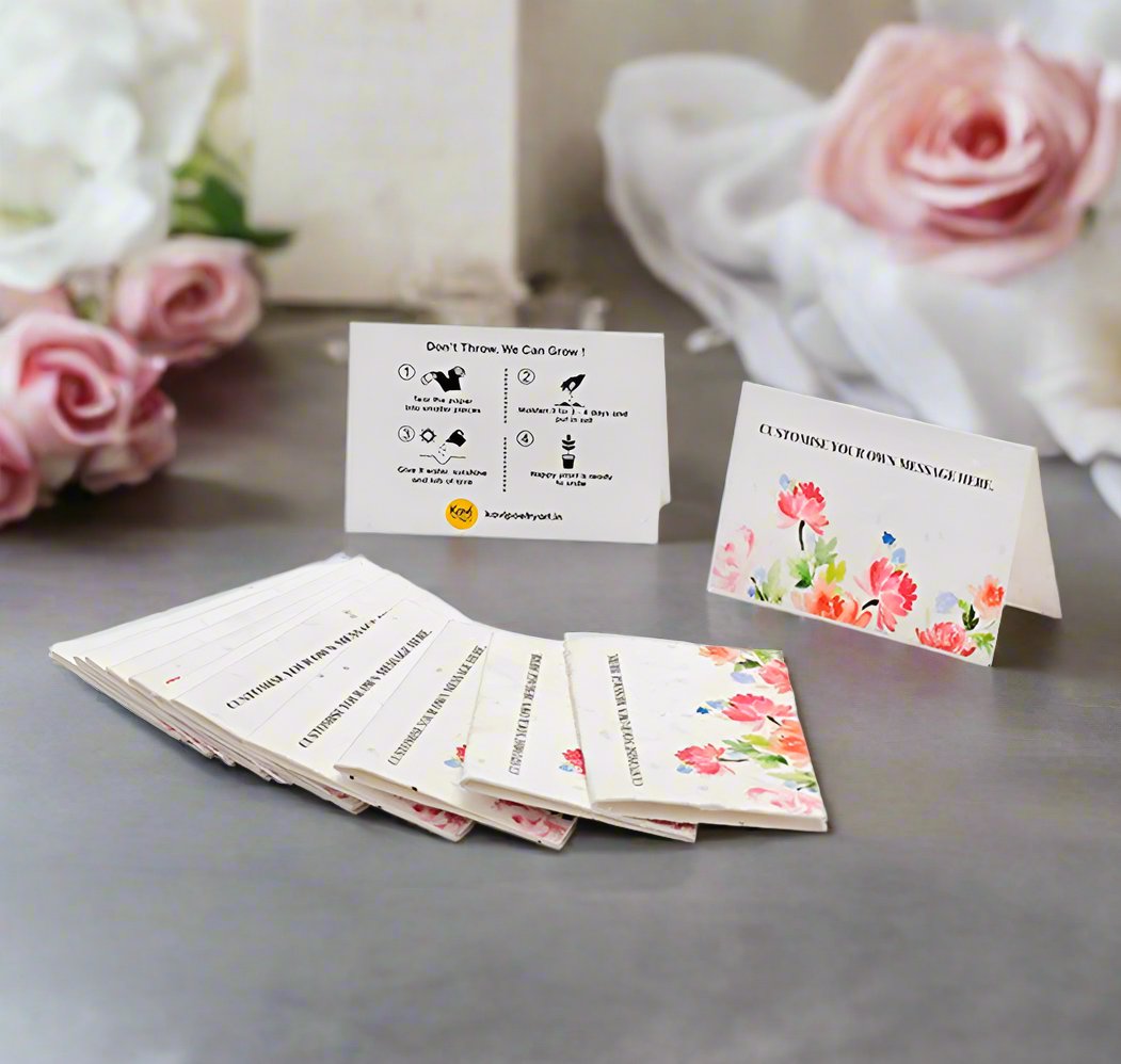 Pink Flower Customised Seed Paper Cards (Set of 25)
