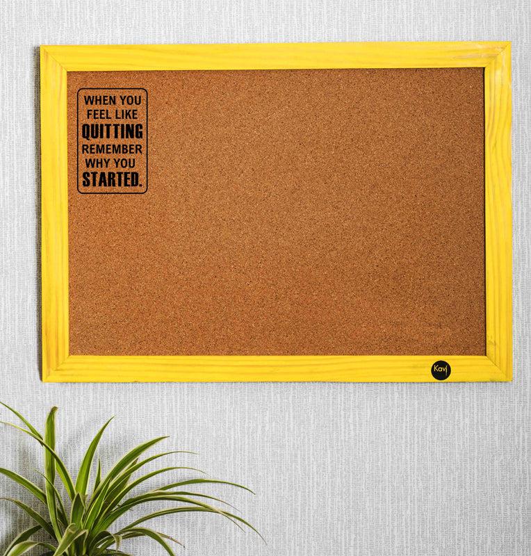 Stop Quitting Cork Pin Board - Yellow