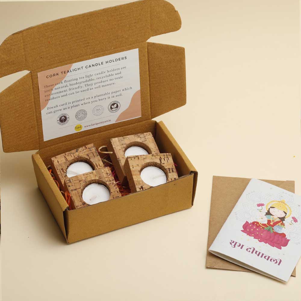 Floating Cork Tea Light Holders